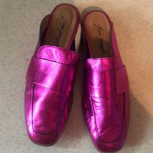 Pink metallic loafers